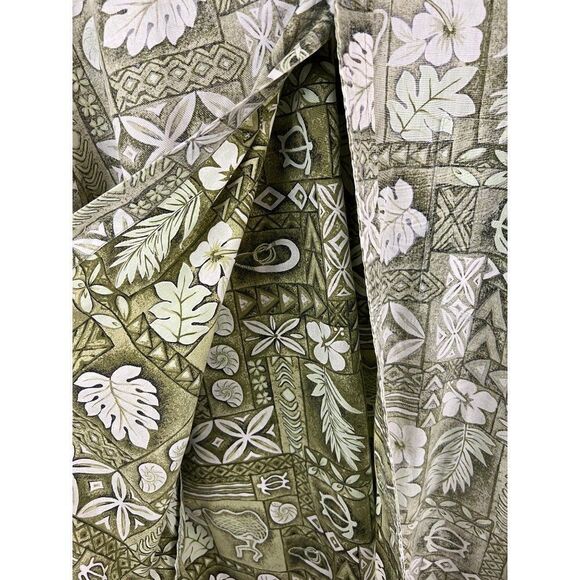 Vintage Makapuu Green Floral Tropical Abstract Hawaiian Shirt XL Reverse Print - Picture 9 of 9
